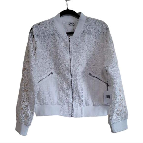 Jason Wu Lace Floral Print White Jacket Size Large NWT - Picture 5 of 8